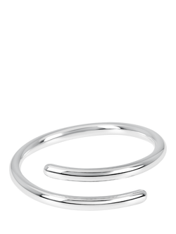 Andea Sterling Silver Overlap Bangle, Silver, Silver