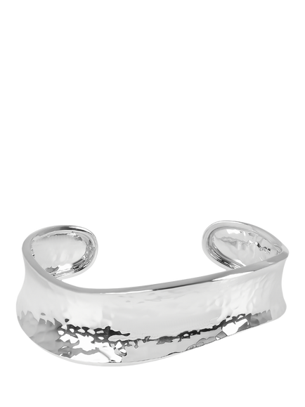 Andea Sterling Silver Hammered Concave Cuff, Silver, Silver