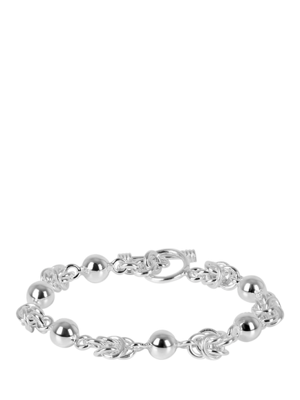 Andea Sterling Silver Ball and Knot Bracelet, Silver, Silver