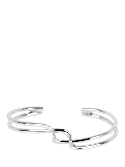 Andea Sterling Silver Slim Twist Half Bangle, Silver, Silver