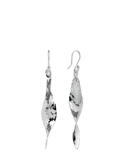 Andea Hammered Twist Drop Earrings, Silver, Silver