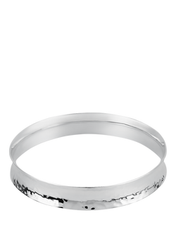 Andea Sterling Silver Hammered Concave Bangle, Silver, Silver