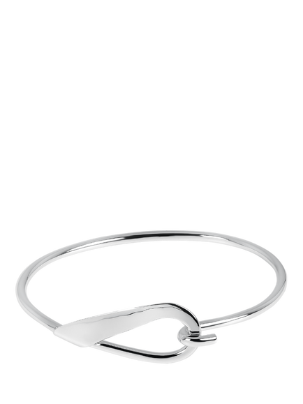 Andea Sterling Silver Hook Open Bangle, Silver, Silver
