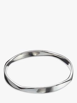 Andea Sterling Silver Polished Curve Bangle, Silver, Silver