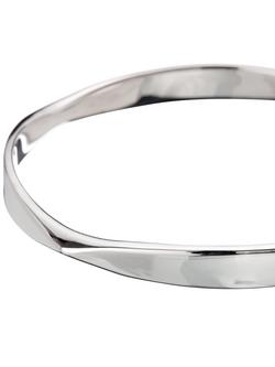 Andea Sterling Silver Polished Curve Bangle, Silver - view 2, Silver