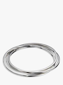 Andea Sterling Silver Square Edge Triple Bangle, Silver, Silver