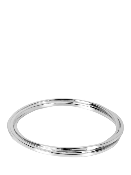 Andea Sterling Silver Square Edge Triple Bangle, Silver, Silver