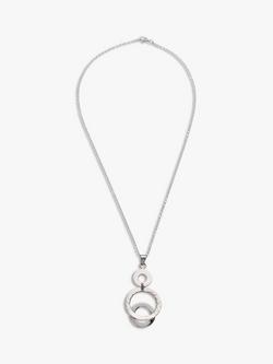 Andea Hammered Circle Pendant Necklace, Silver, Silver