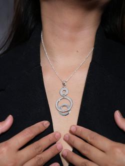 Andea Hammered Circle Pendant Necklace, Silver - view 2, Silver