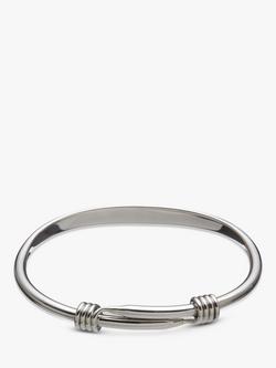 Andea Sterling Silver Oval Slide Open Bangle, Silver, Silver