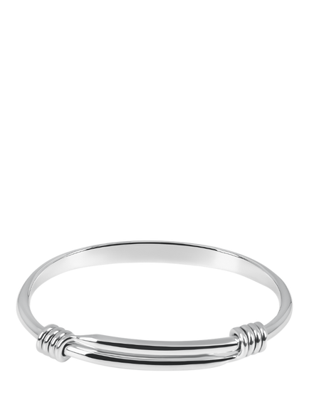 Andea Sterling Silver Oval Slide Open Bangle, Silver, Silver