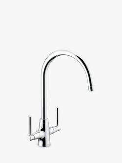 John Lewis Swan 2 Lever Kitchen Tap, Chrome