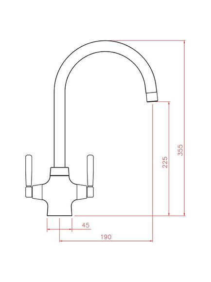 John Lewis Swan 2 Lever Kitchen Tap - view 2, Brushed Nickel
