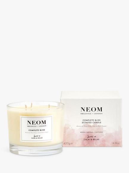 NEOM Wellbeing London Complete Bliss 3 Wick Scented Candle, 