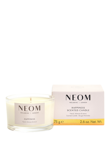 NEOM Wellbeing London Happiness Travel Scented Candle, White