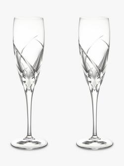 John Lewis Grosseto Cut Crystal Glass Champagne Flutes, 160ml, Set of 2, Clear, Clear