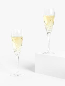 John Lewis Grosseto Cut Crystal Glass Champagne Flutes, 160ml, Set of 2, Clear - view 2, Clear