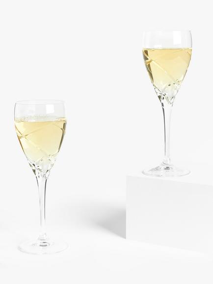 John Lewis Grosseto Cut Crystal Glass White Wine Glass, 250ml, Set of 2, Clear - view 2, Clear