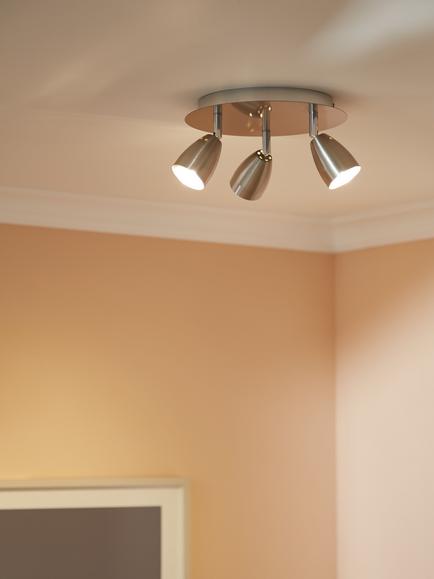 John Lewis Thea GU10 LED 3 Spotlight Ceiling Plate, Chrome - view 2, Chrome