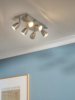 John Lewis Thea GU10 LED 6 Spotlight Ceiling Plate, Chrome - view 2, Chrome