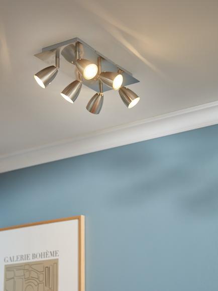 John Lewis Thea GU10 LED 6 Spotlight Ceiling Plate, Chrome - view 2, Chrome