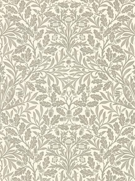 Morris & Co. Pure Acorn Wallpaper, Ecru / Pewter Dmpu216042