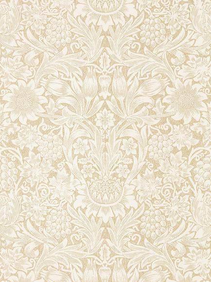 Morris & Co. Pure Sunflower Wallpaper, Parchment / Gold Dmpu216047