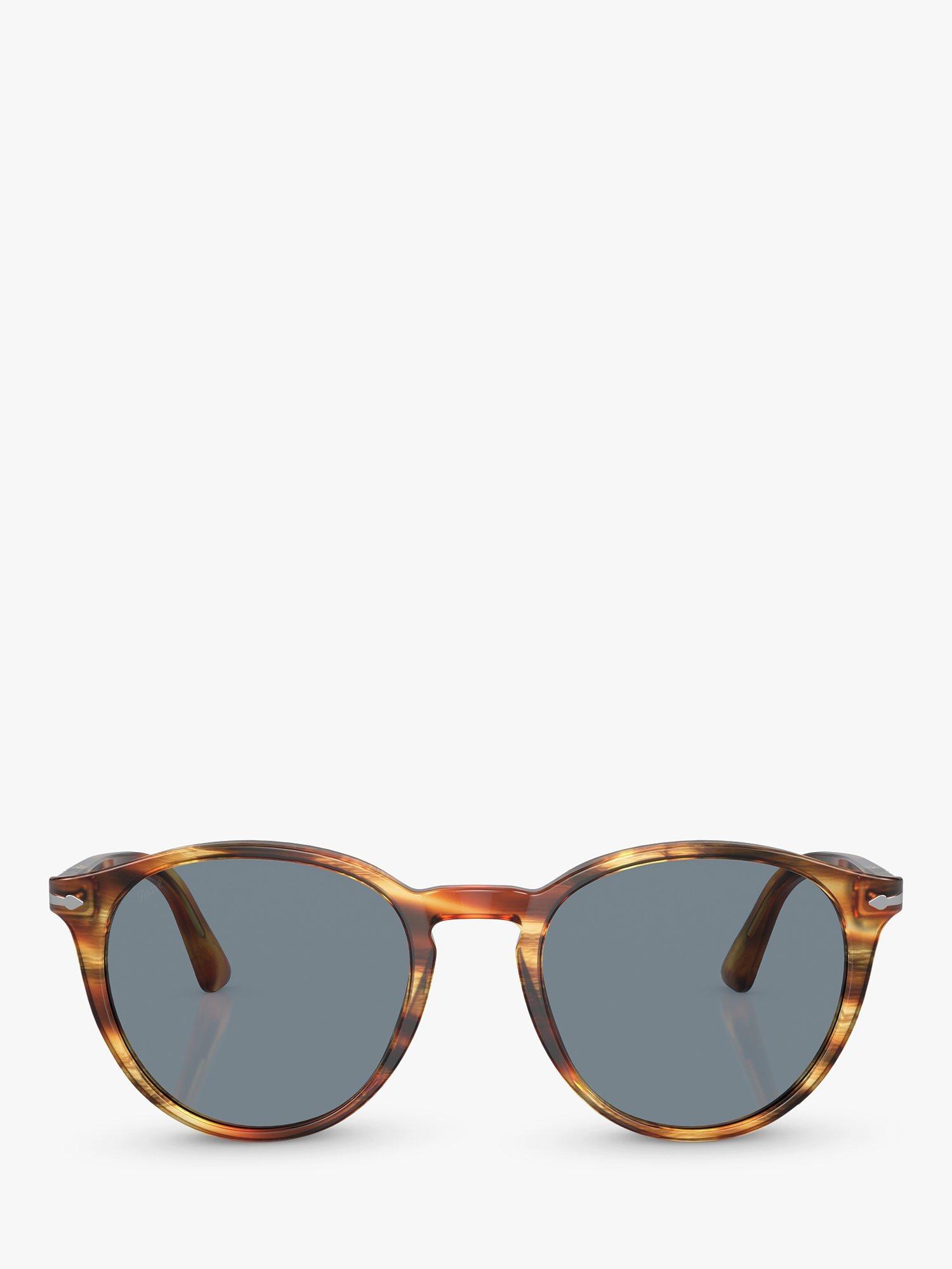 Product image 2 of 10, which shows Persol PO3152S Oval Sunglasses, Light Havana/Blue