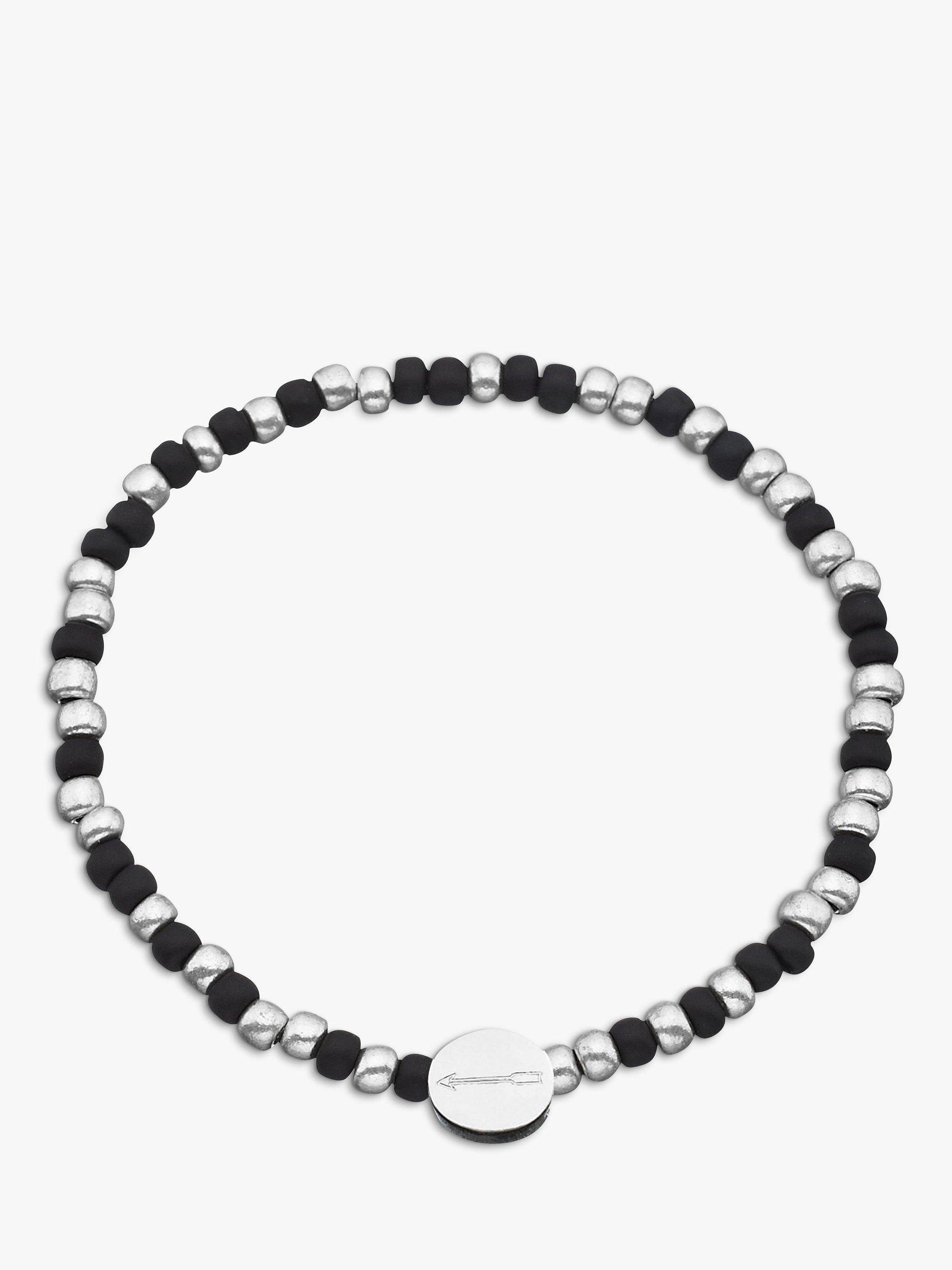 Under the Rose Morse Code 'Love you' Bead Bracelet, Black/Silver