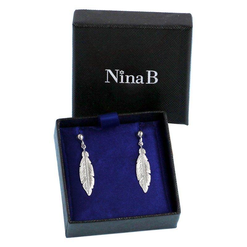 Nina B Sterling Silver Feather Drop Earrings, Silver