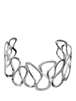Nina B Wavy Cuff Bangle, Silver, Silver