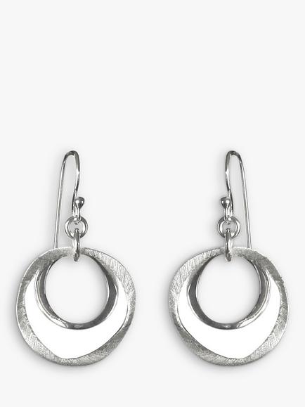 Nina B Sterling Silver Open Circles Drop Earrings, Silver, Silver