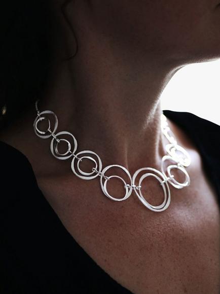Nina B Graduating Open Circles Necklace, Silver - view 2, Silver