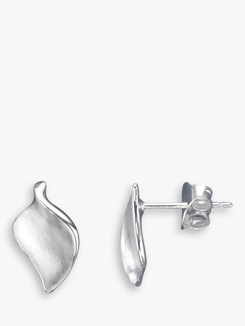 Product image 1 of 2, which shows Nina B Leaf Stud Earrings, Silver