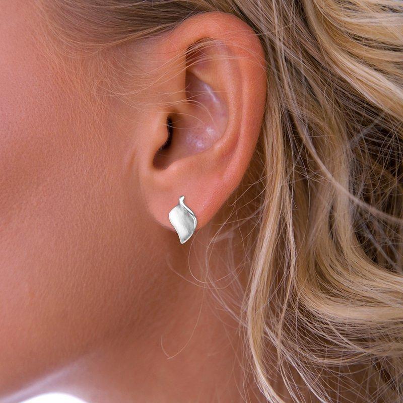 Product image 2 of 2, which shows Nina B Leaf Stud Earrings, Silver