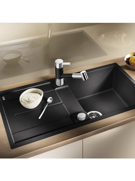BLANCO Metra 5S Composite Granite Single Bowl Kitchen Sink with Push-up Waste - view 2, Anthracite