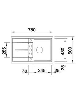 BLANCO Metra 45 S Single Bowl Inset Kitchen Sink - view 2, Rock Grey