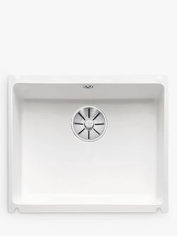 BLANCO Subline 500-U Single Bowl Undermounted Ceramic Kitchen Sink, White, White