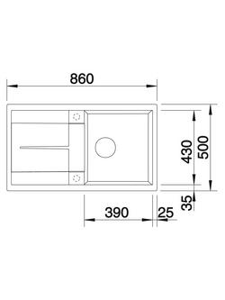 BLANCO Metra 5S Composite Granite Single Bowl Kitchen Sink with Push-up Waste - view 2, White
