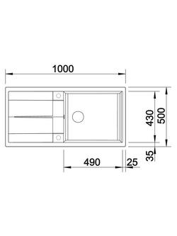 BLANCO Metra XL 6 S Single Bowl Inset Composite Granite Kitchen Sink - view 2, Rock Grey