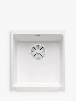 BLANCO Subline 375-U Single Bowl Undermounted Ceramic Kitchen Sink, White, White