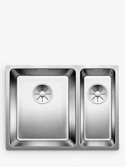 BBLANCO Andano 340/180-U 1.5 Undermounted Kitchen Sink with Left Hand Bowl, Stainless Steel, Stainless Steel