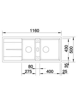 BLANCO Metra 8 S Composite Granite 1.5 Bowl Inset Kitchen Sink - view 2, Anthracite