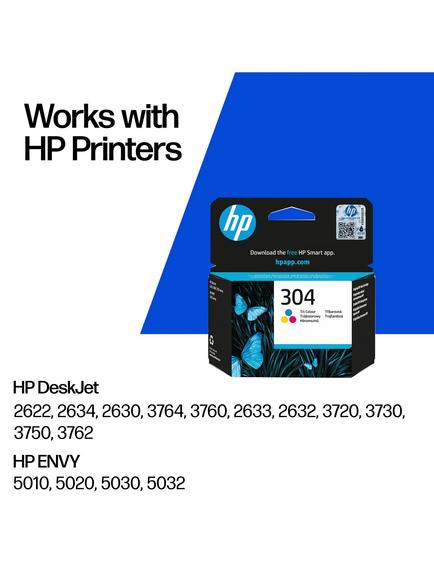 HP 304 Tri-Colour Original Ink Cartridge, Single, Instant Ink Compatible - view 2, Multi