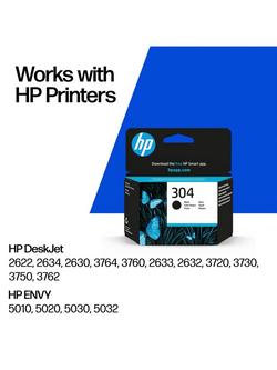HP 304 Black Original Ink Cartridge, Single, Instant Ink Compatible - view 2, Black