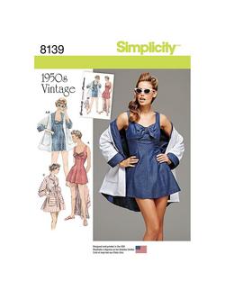 Simplicity Women's Vintage Bathing Dress and Beach Coat Sewing Pattern, 8139, 