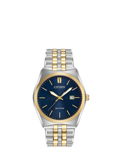 Citizen Men's Corso Date Bracelet Strap Watch, Silver/Gold Bm7334-58l