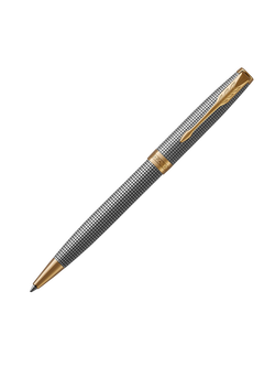 PARKER Sonnet Cisele Gold Trim Ballpoint Pen, Silver, Silver