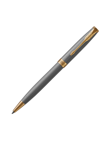 PARKER Sonnet Cisele Gold Trim Ballpoint Pen, Silver, Silver