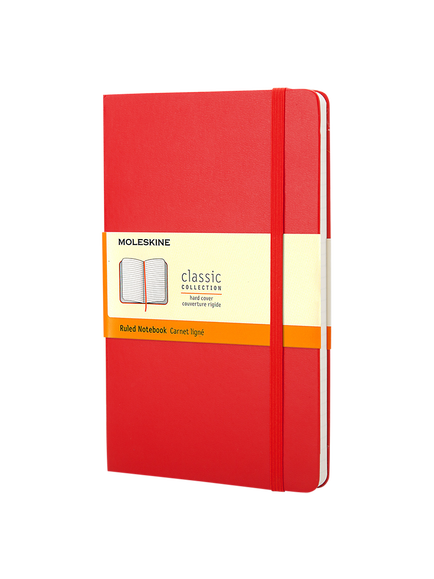 Moleskine Pocket Sized Hard Cover Ruled Notebook, Red